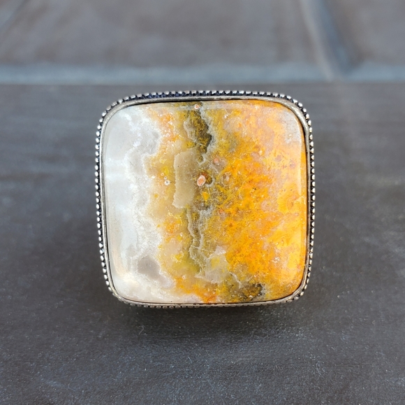 New Huge Bumblebee Jasper 925 Silver Ring. - Picture 10 of 15